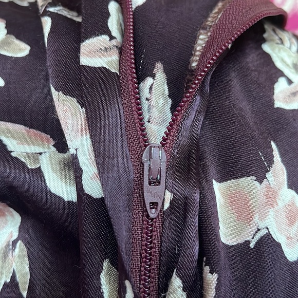 Vintage 60s / 70s Floral High Waist Silky Satin Maxi Skirt - Picture 6 of 6